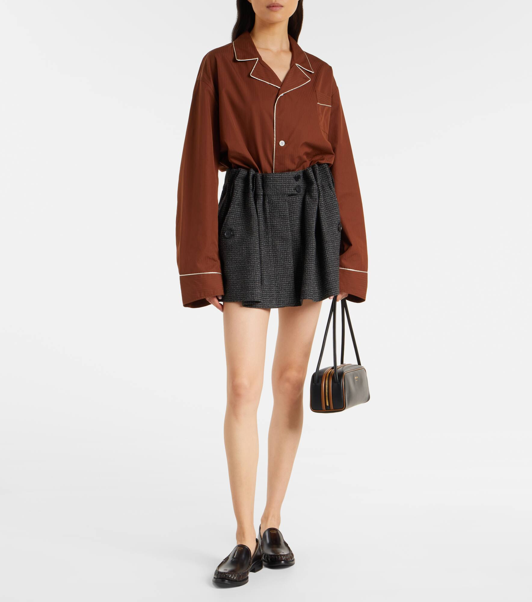 Herringbone virgin wool miniskirt - 2