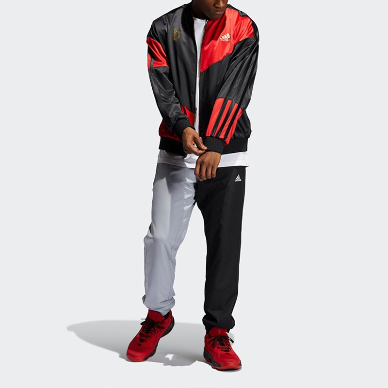 adidas adidas Cny Dame Jacket Logo Basketball Sports Black Red GM5137 outlook