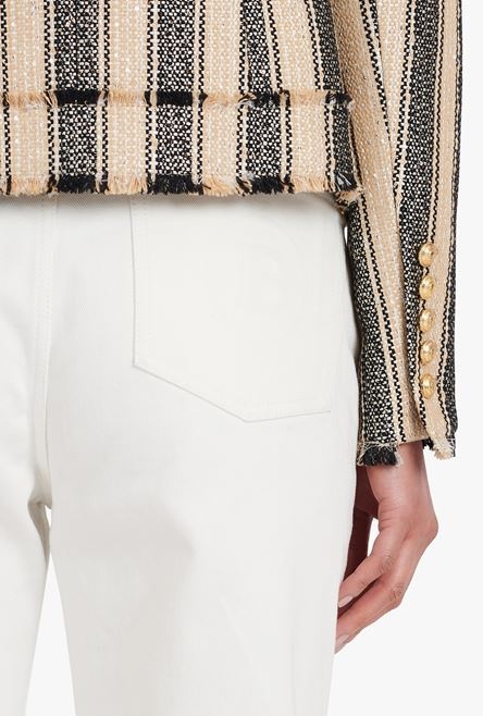 Ecru and black cotton piqué jacket - 9