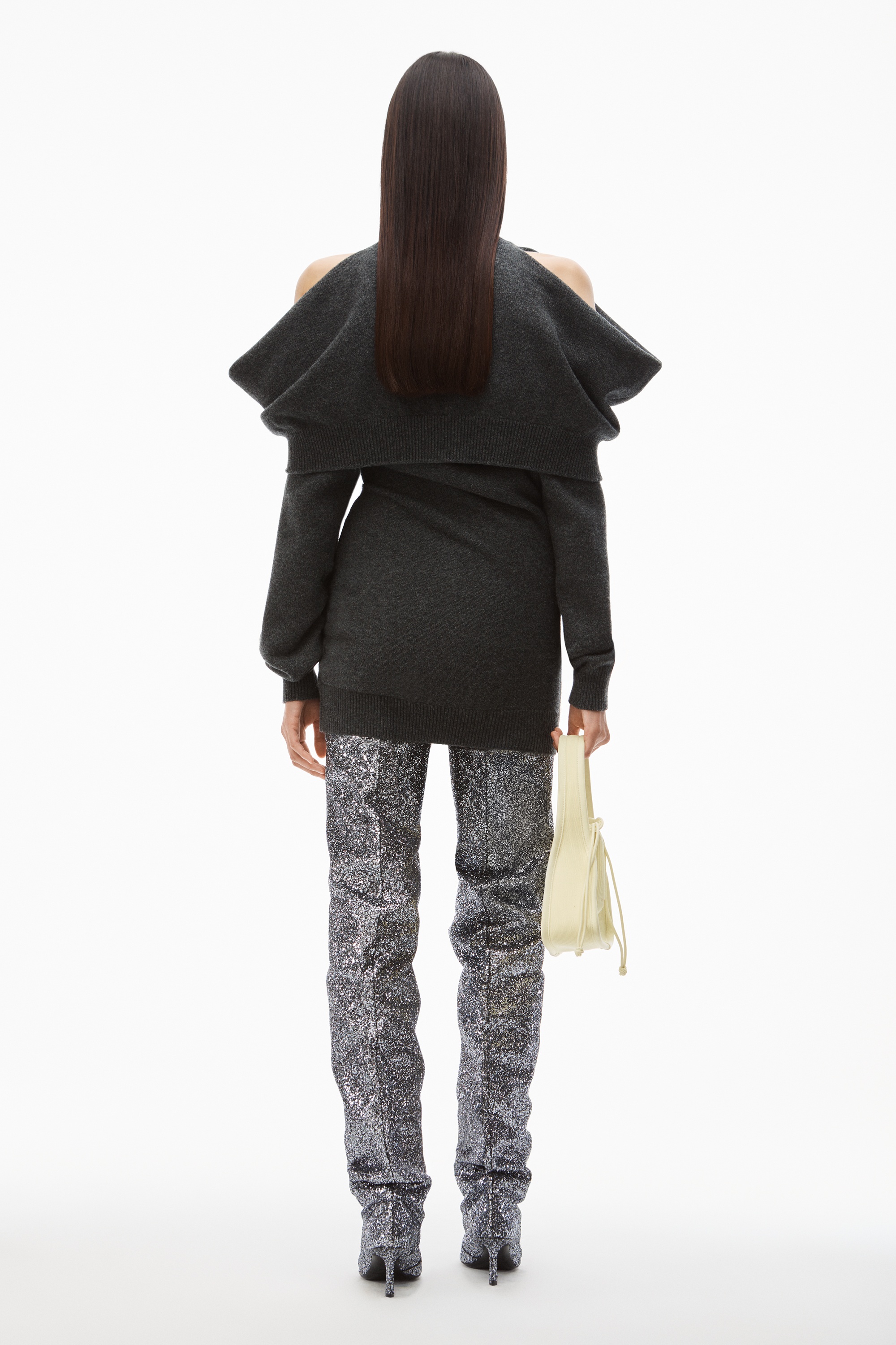 INVERTED TURTLENECK DRESS IN BOILED WOOL - 5