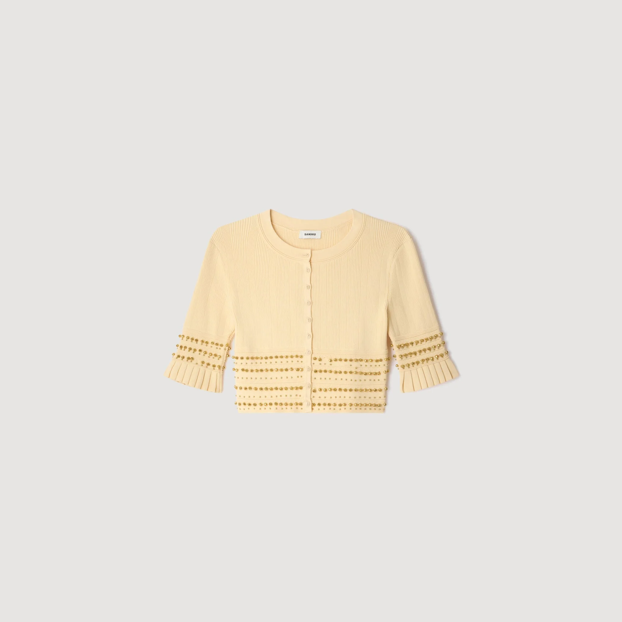 CROPPED KNIT TOP WITH TASSELS - 1