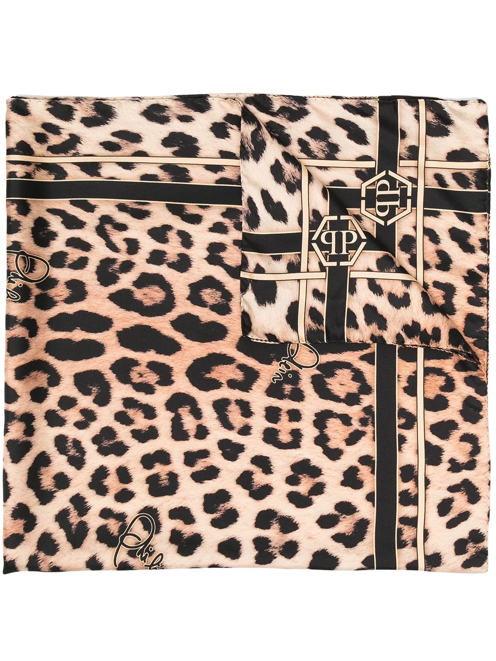 leopard-print silk scarf - 1