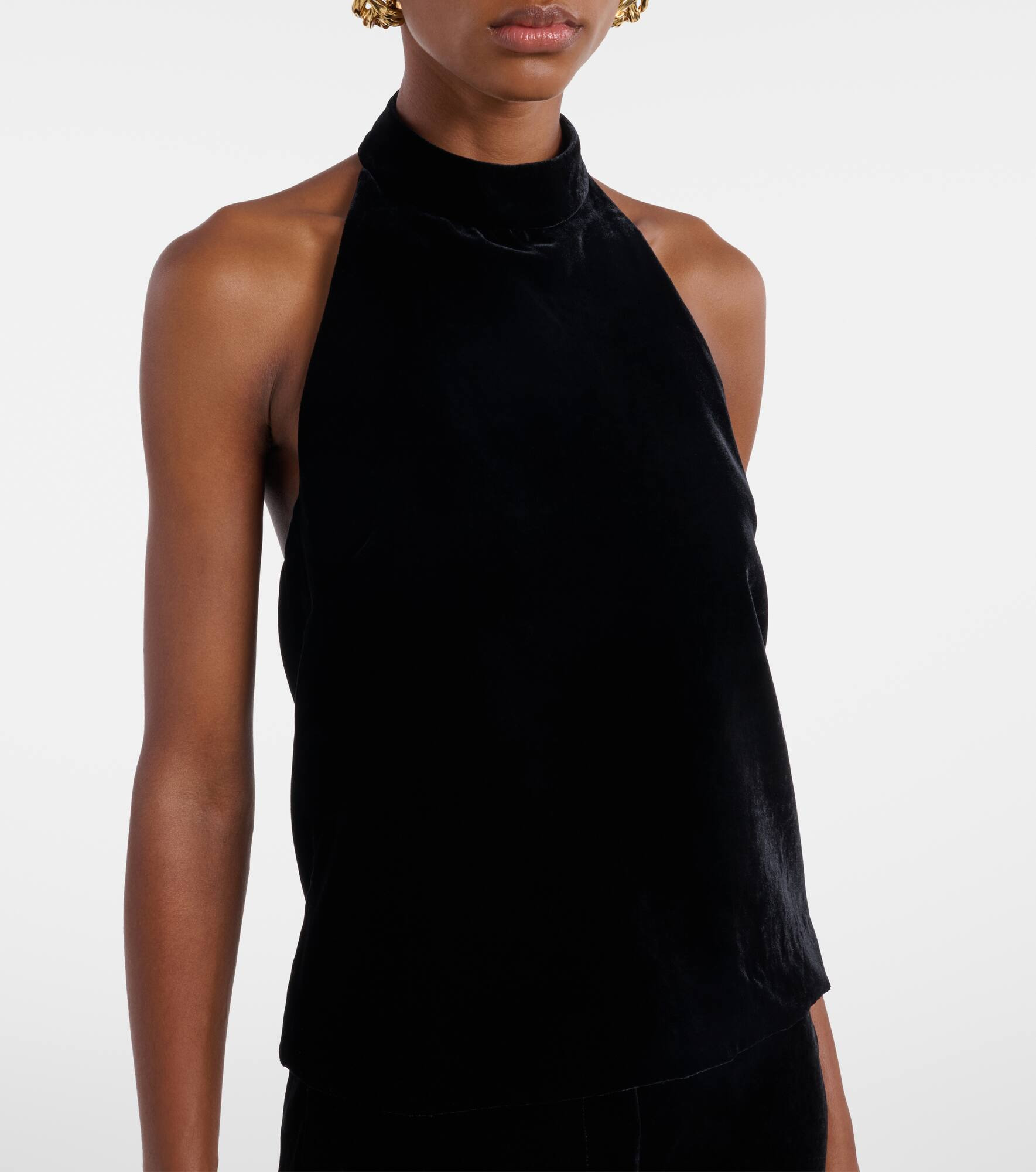 Peneloppe halterneck velvet top - 4