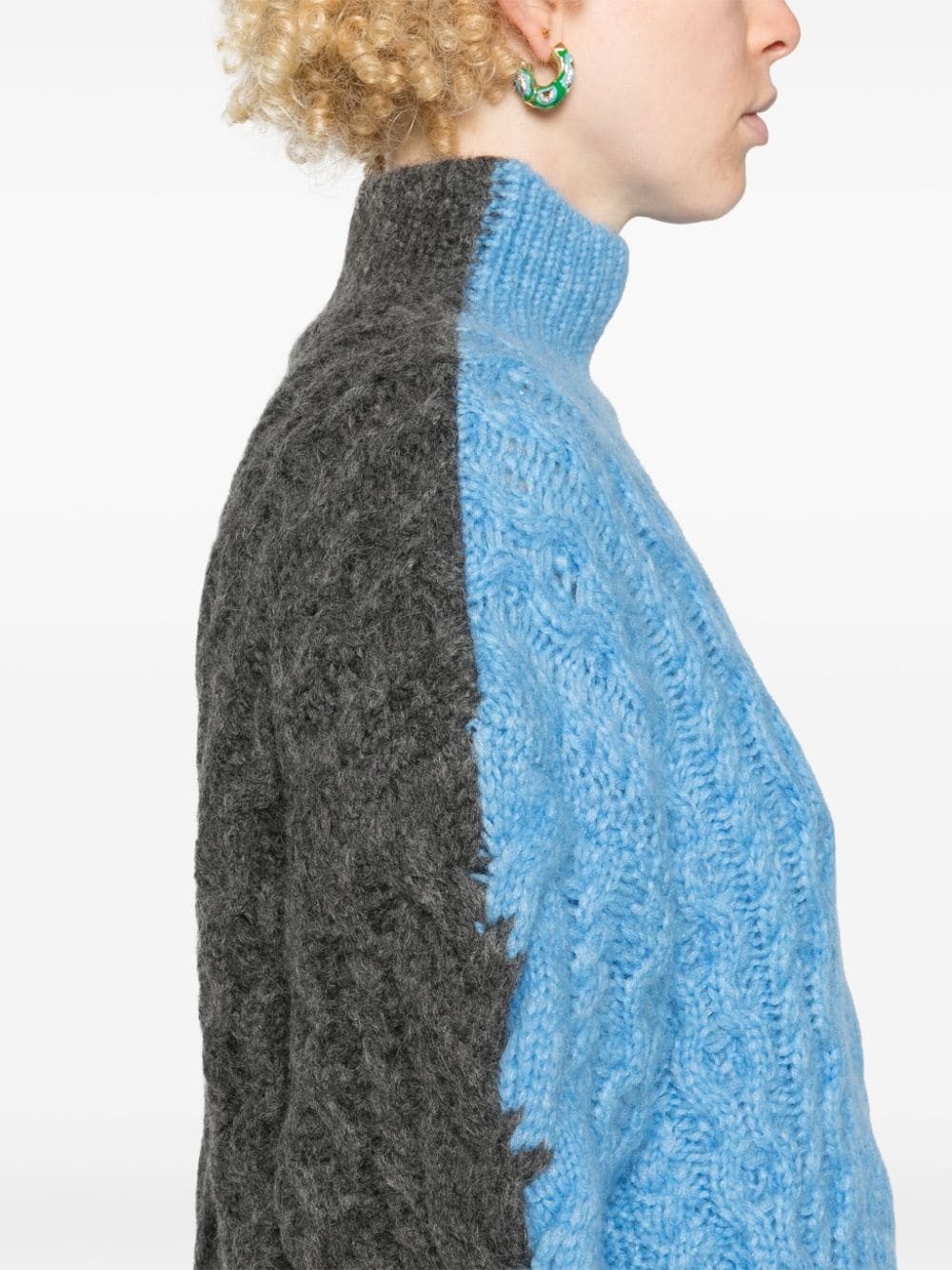 two-tone cable-knit jumper - 5