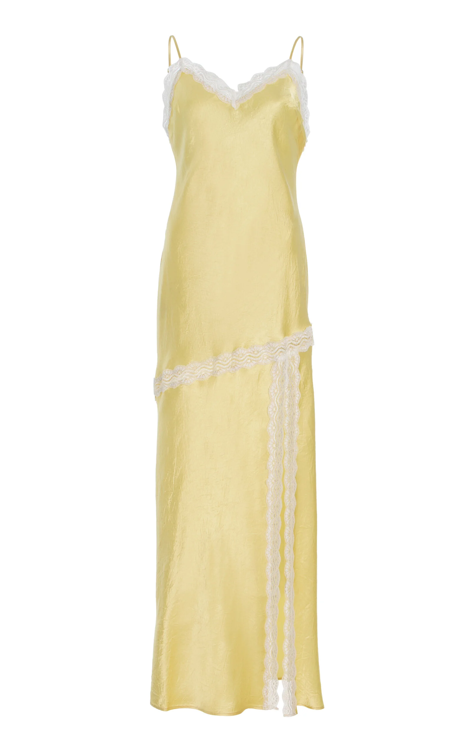 Exclusive Lace-Detailed Satin Midi Slip Dress yellow - 1