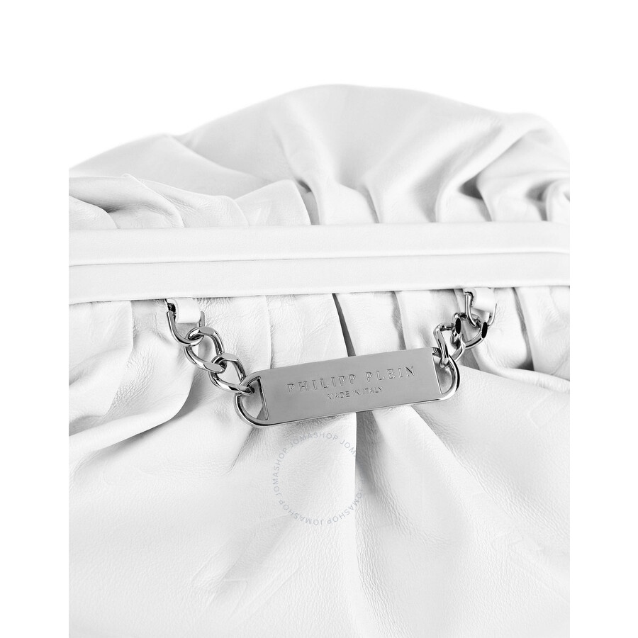 Philipp Plein Embossed Monogram Leather Pillow Bag In White - 4