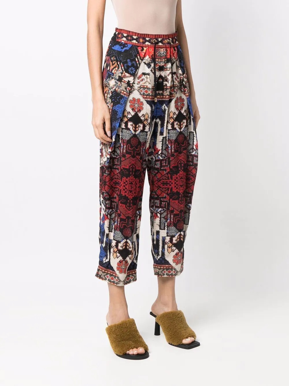 abstract pattern-print cropped trousers - 3