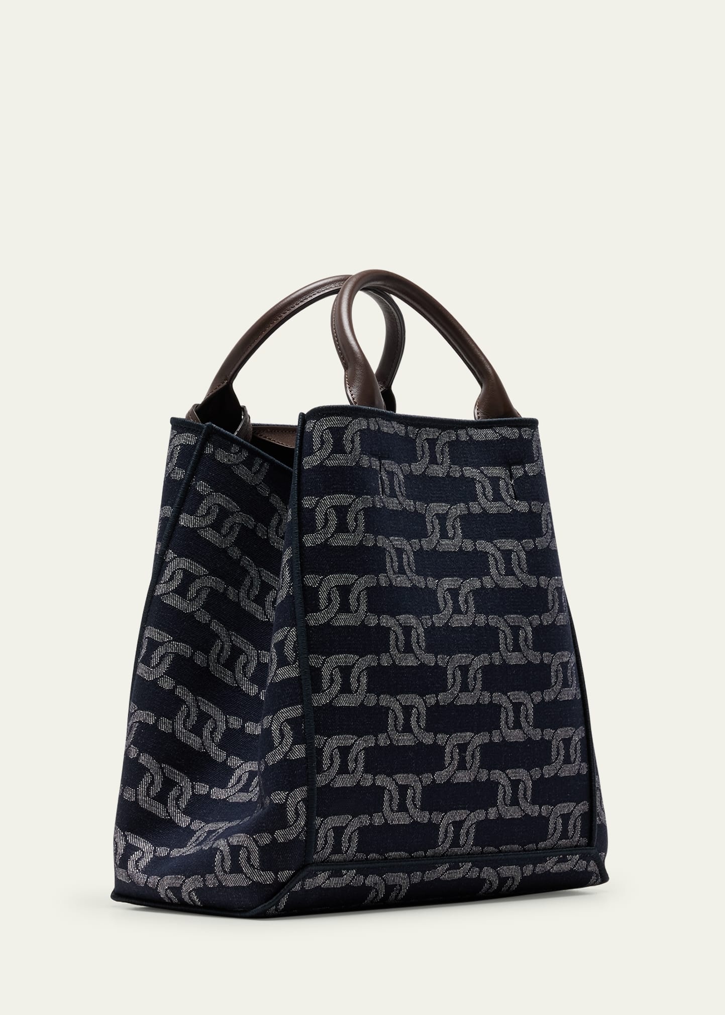 Chain-Link Denim Top-Handle Bag - 3