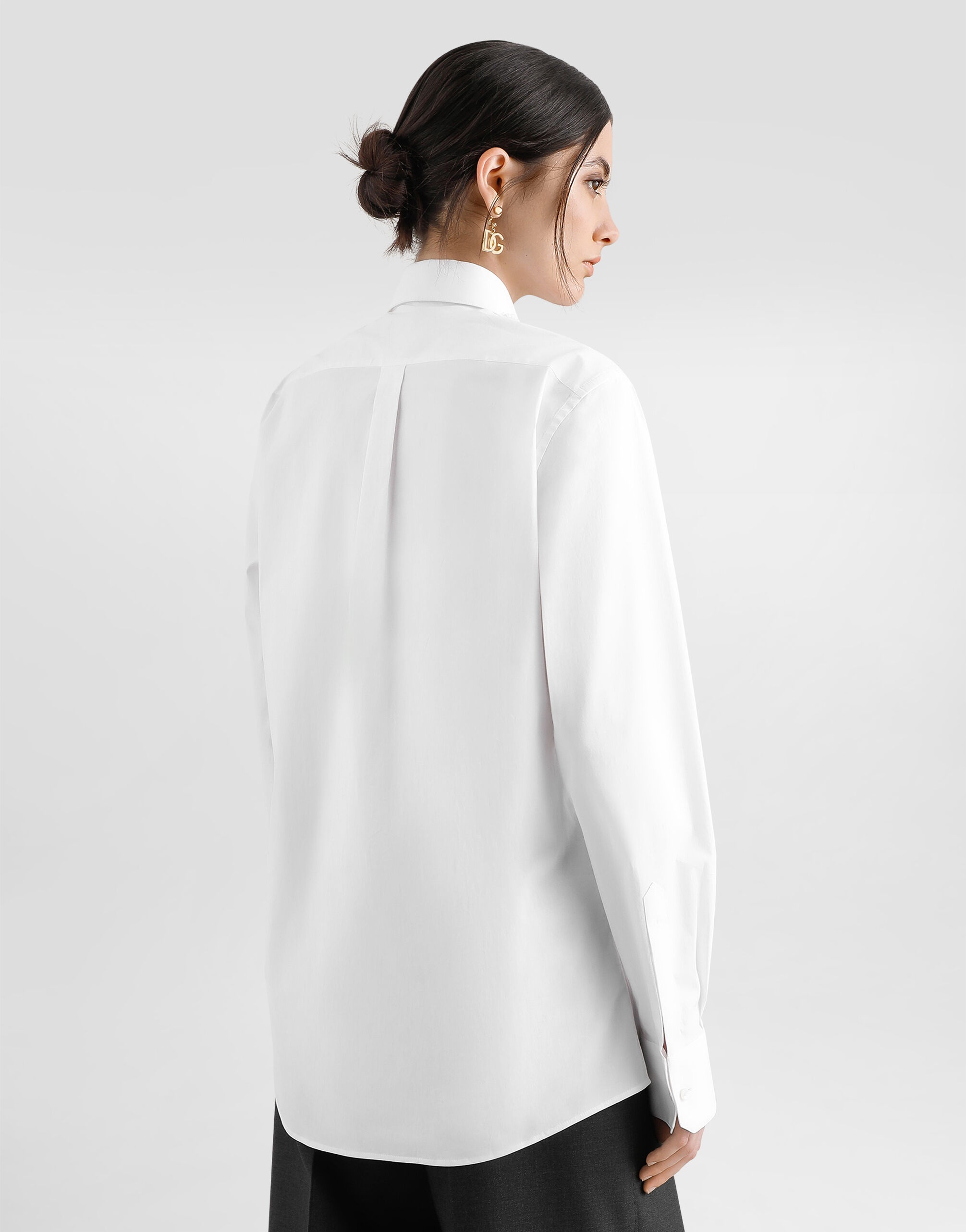 Cotton poplin shirt with lace inlay - 5
