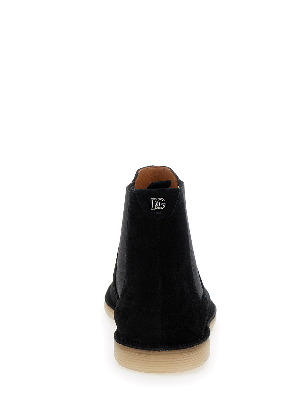 Dolce & Gabbana Men Black Pull-On Ankle Boots With Dg Logo In Suede Man - 4