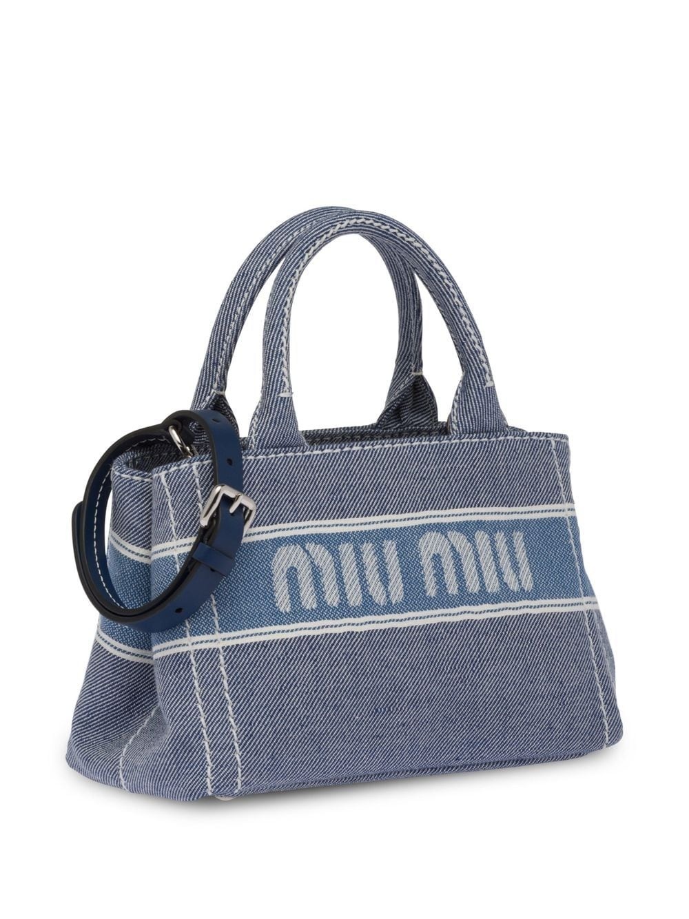 denim jacquard logo handbag - 4