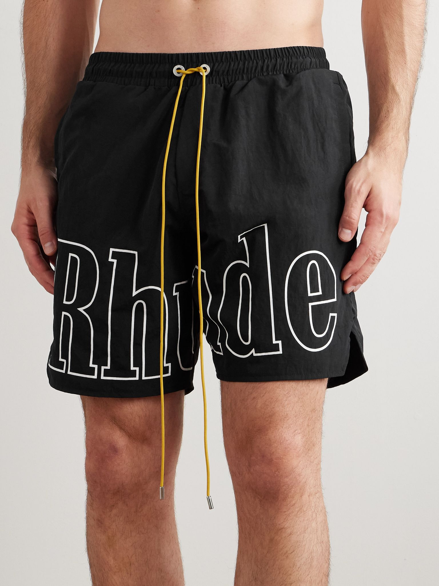 Straight-Leg Logo-Print Nylon Drawstring Shorts Black - 2