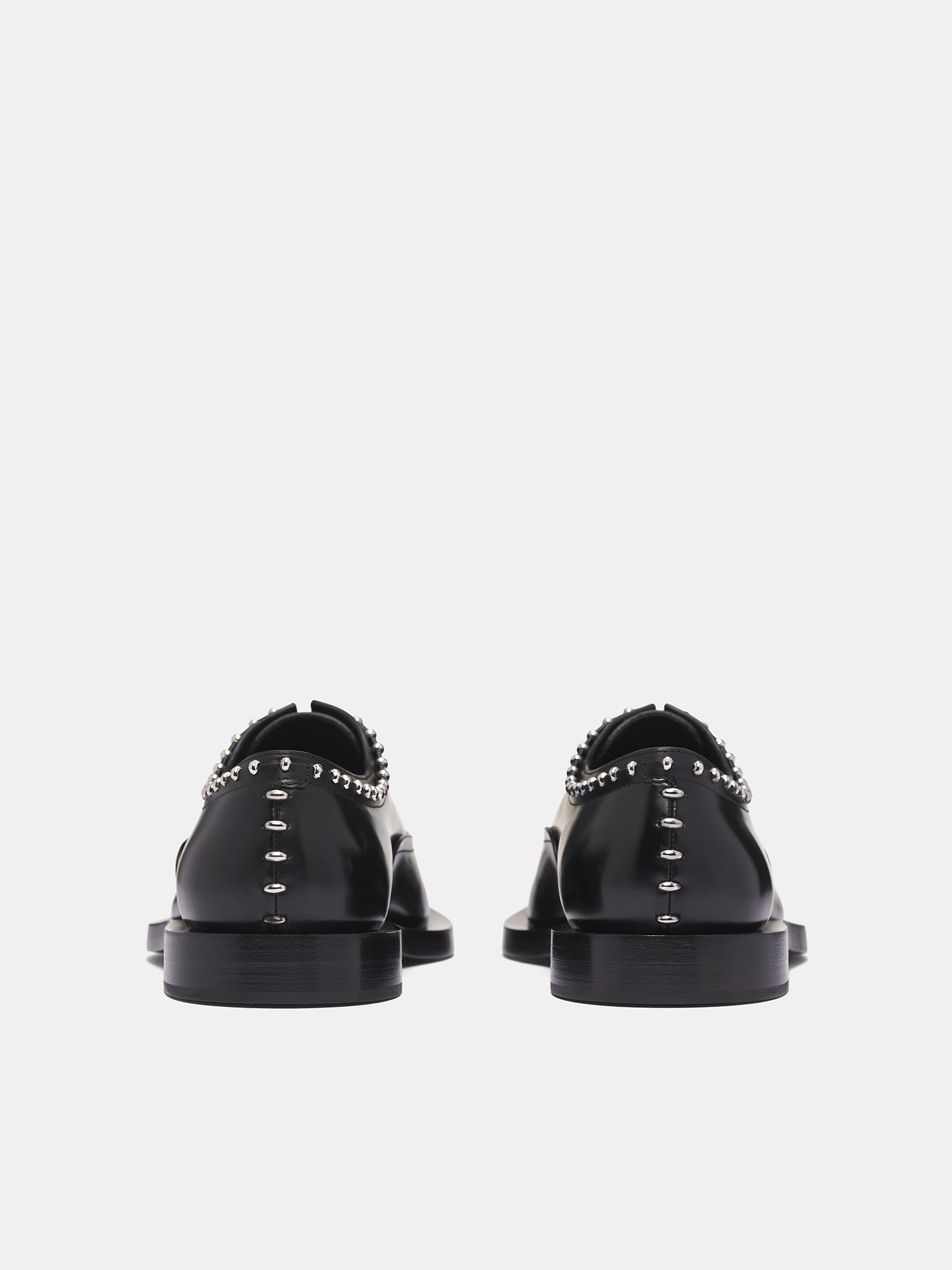 Black Studded Leather Shoes - 4