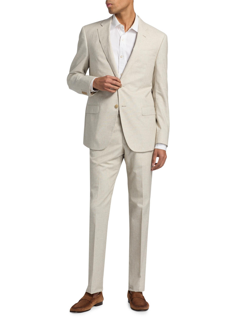 Men's Wool-Cotton-Silk Single-Breasted Summer Suit - Sabbia Melange 3