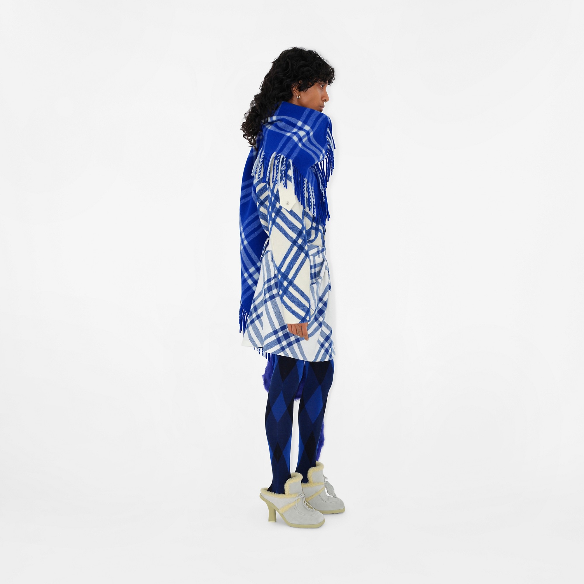 Check Wool Cape - 3