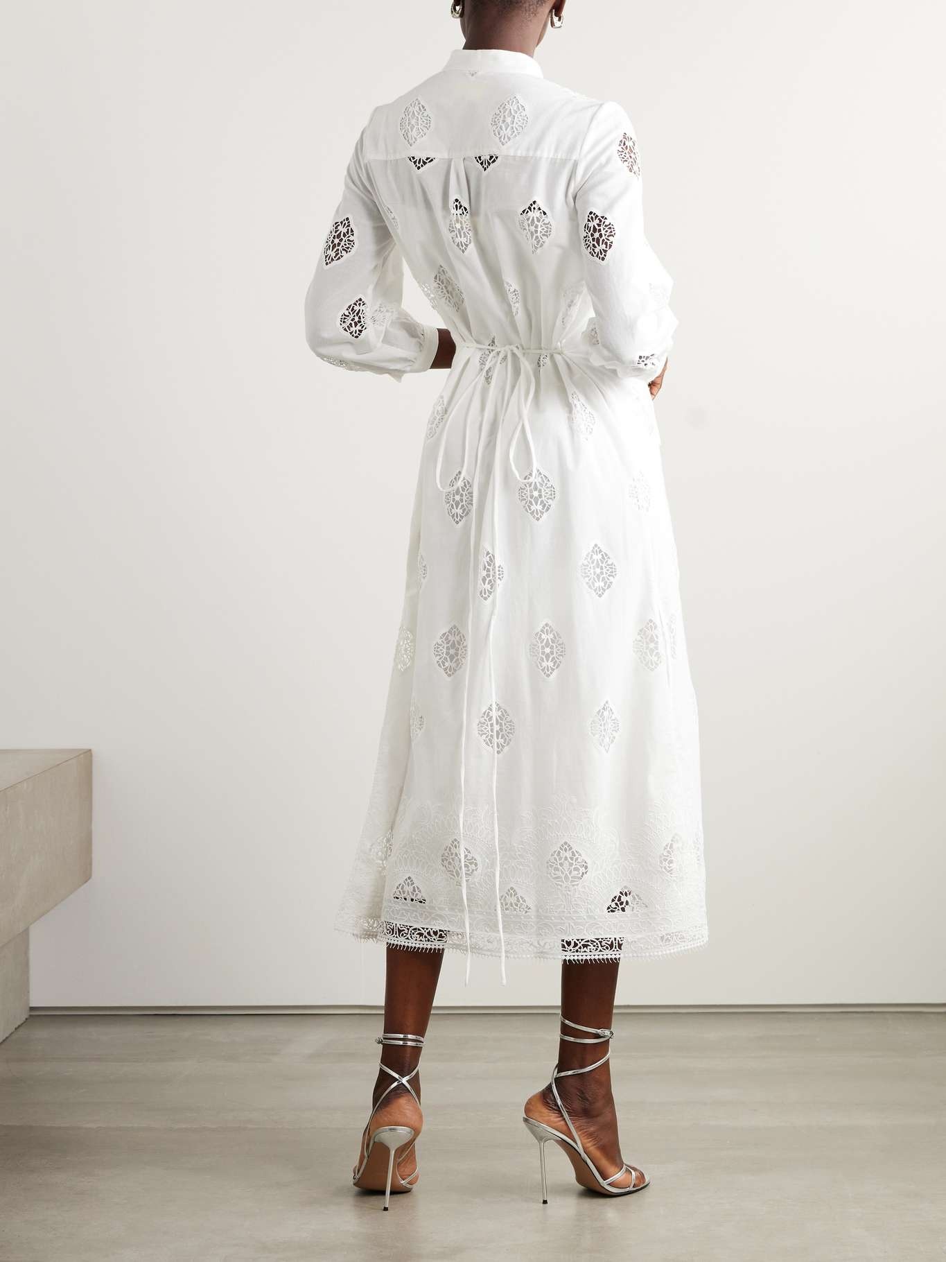 Broderie anglaise-trimmed cotton-blend maxi dress - 3