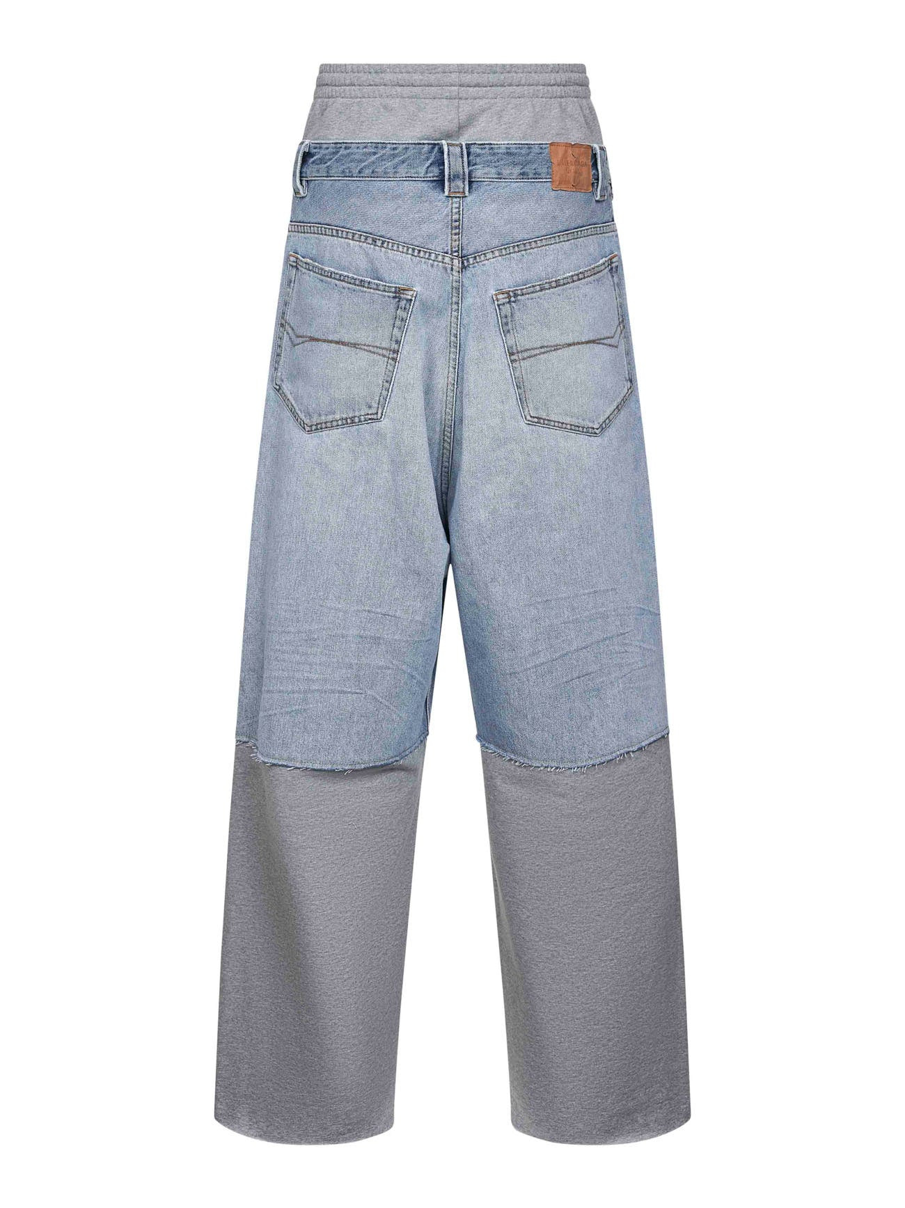 Light blue denim and grey fleece trousers - 2