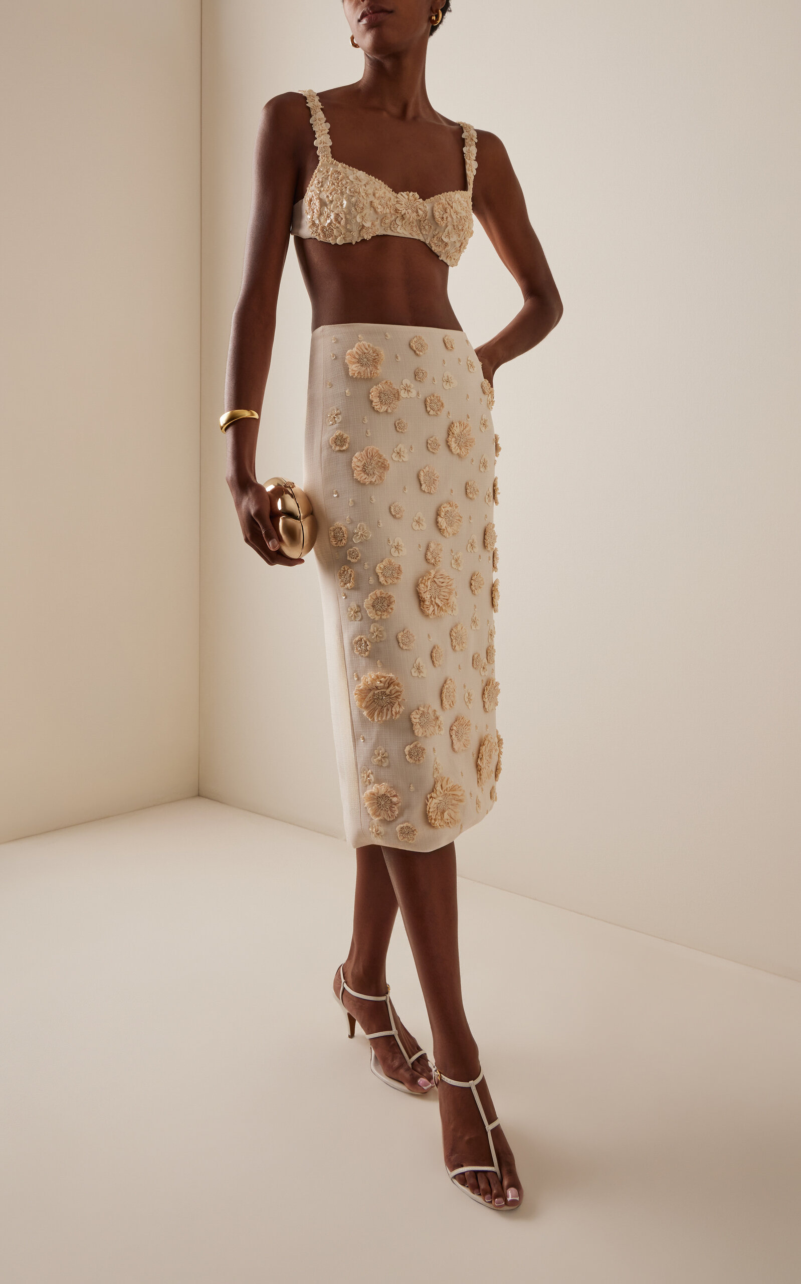 Torie Raffia-Detailed Woven Midi Skirt ivory - 2