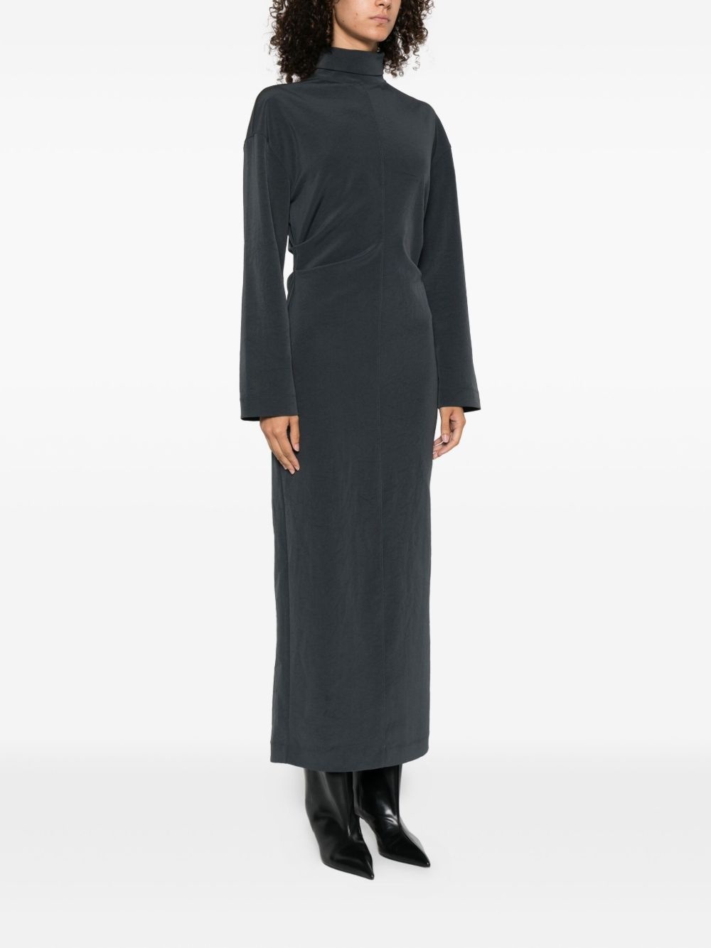 draped turtleneck maxi dress - 3