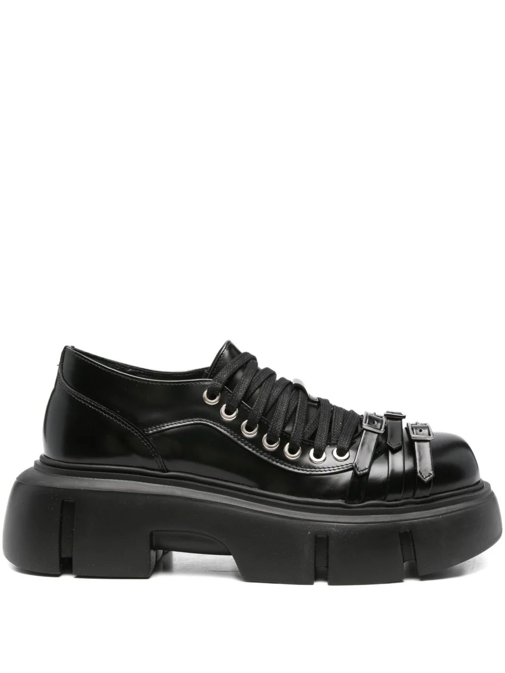 buckle-strap platform boots - 1