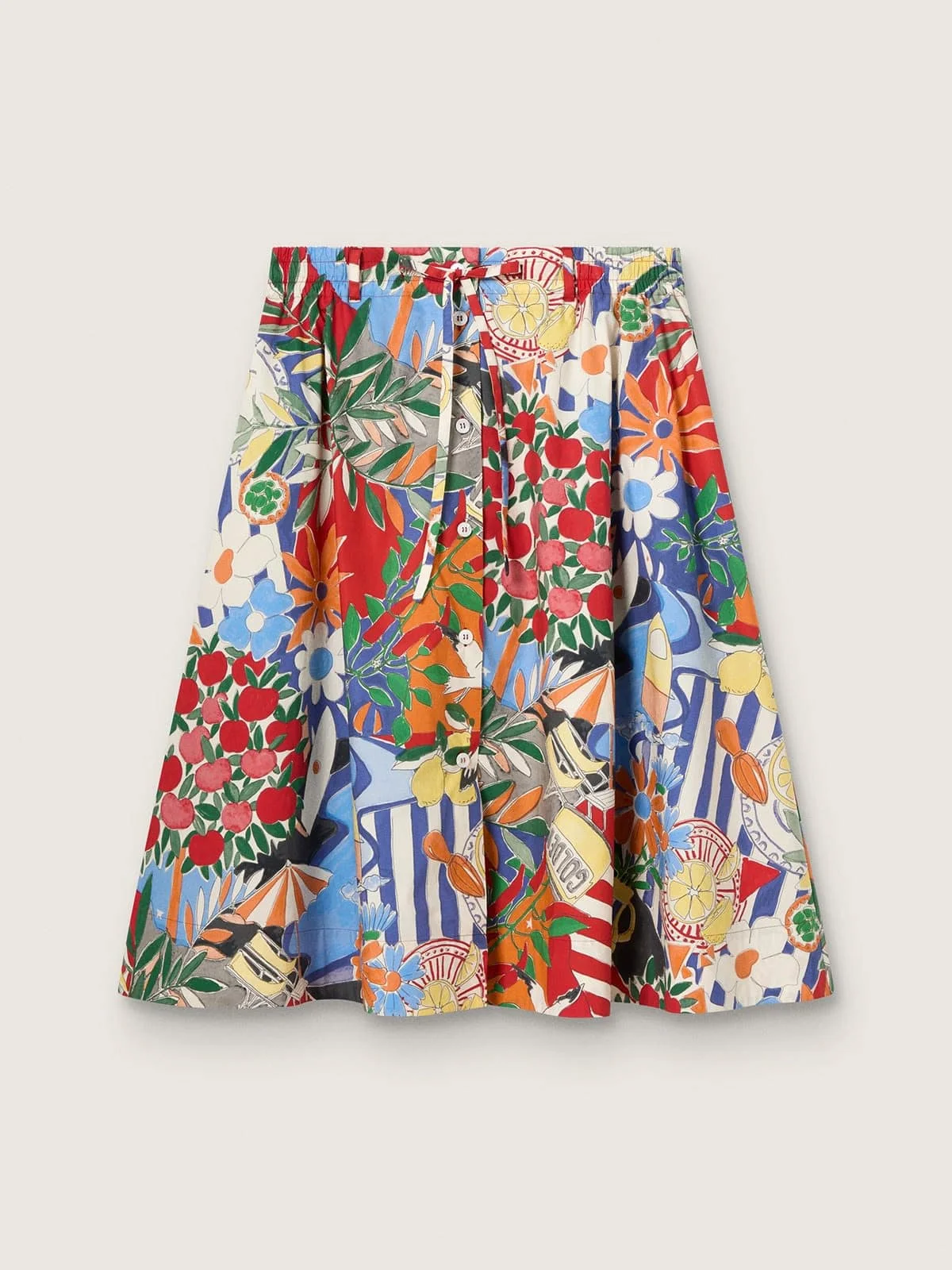 Women's cotton skirt with multicolor print - 1