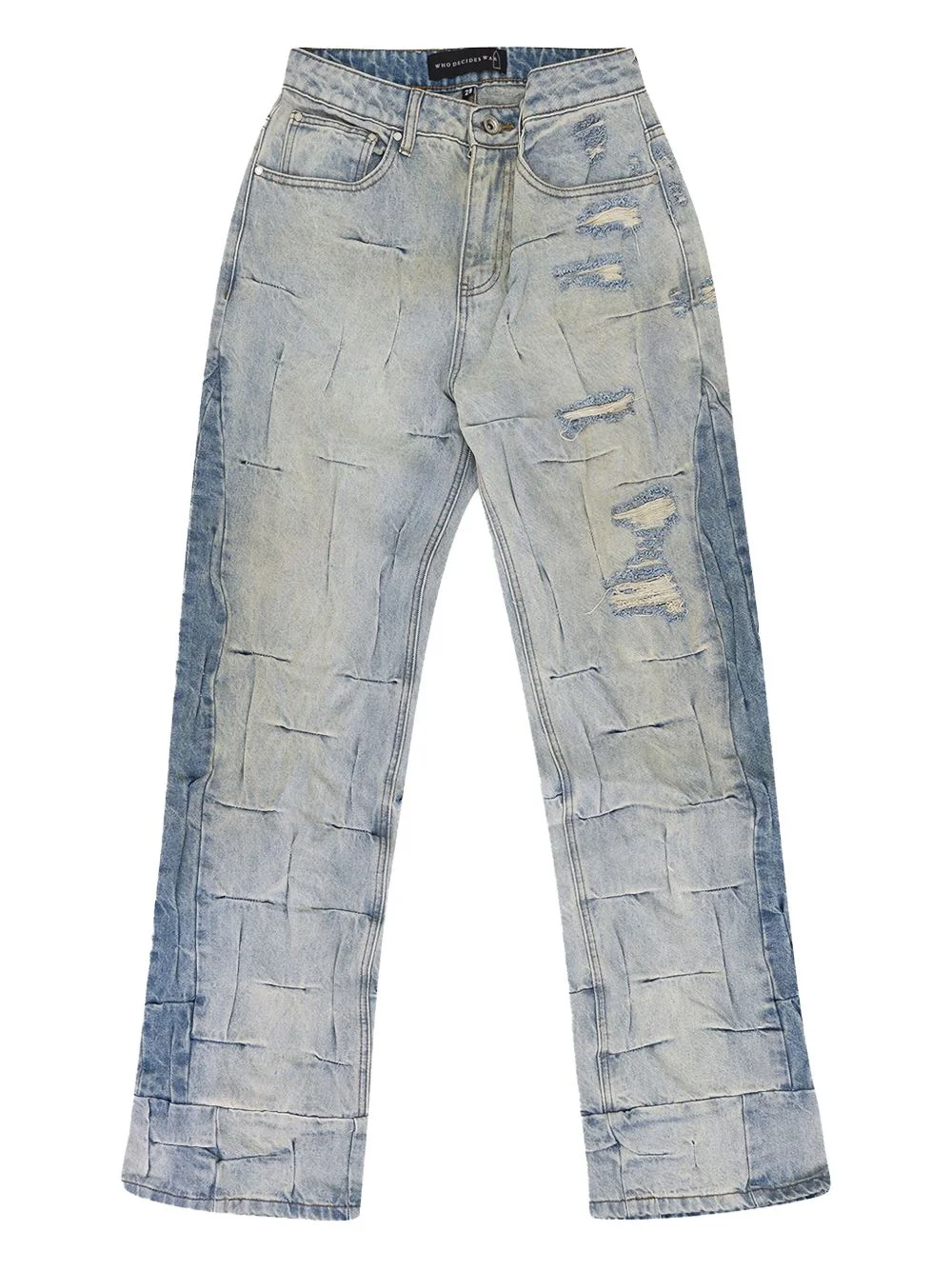 gathered straight-fit jeans - 1