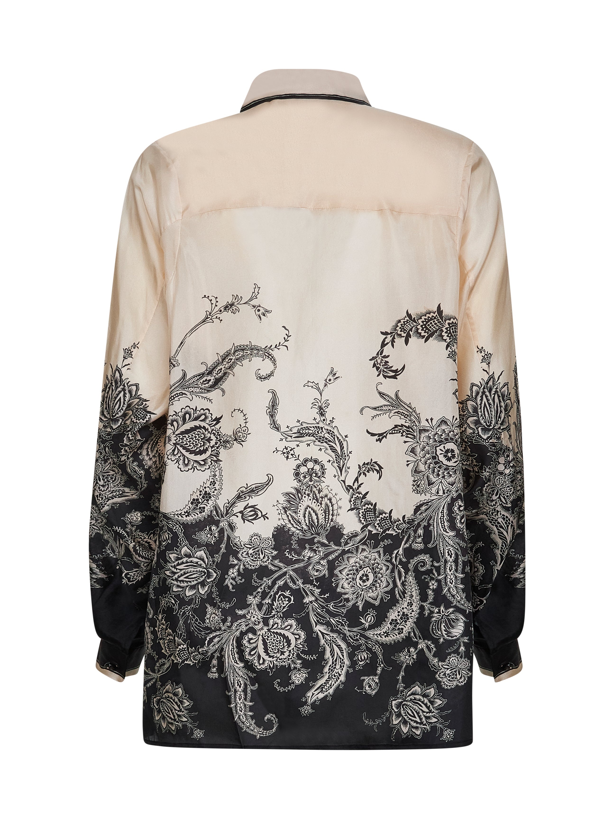 Cream and black floral habotai silk Rhiannon shirt - 2