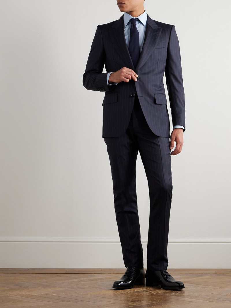 TOM FORD Dyllan Slim-Fit Pinstriped Wool-Twill Suit Jacket Navy outlook