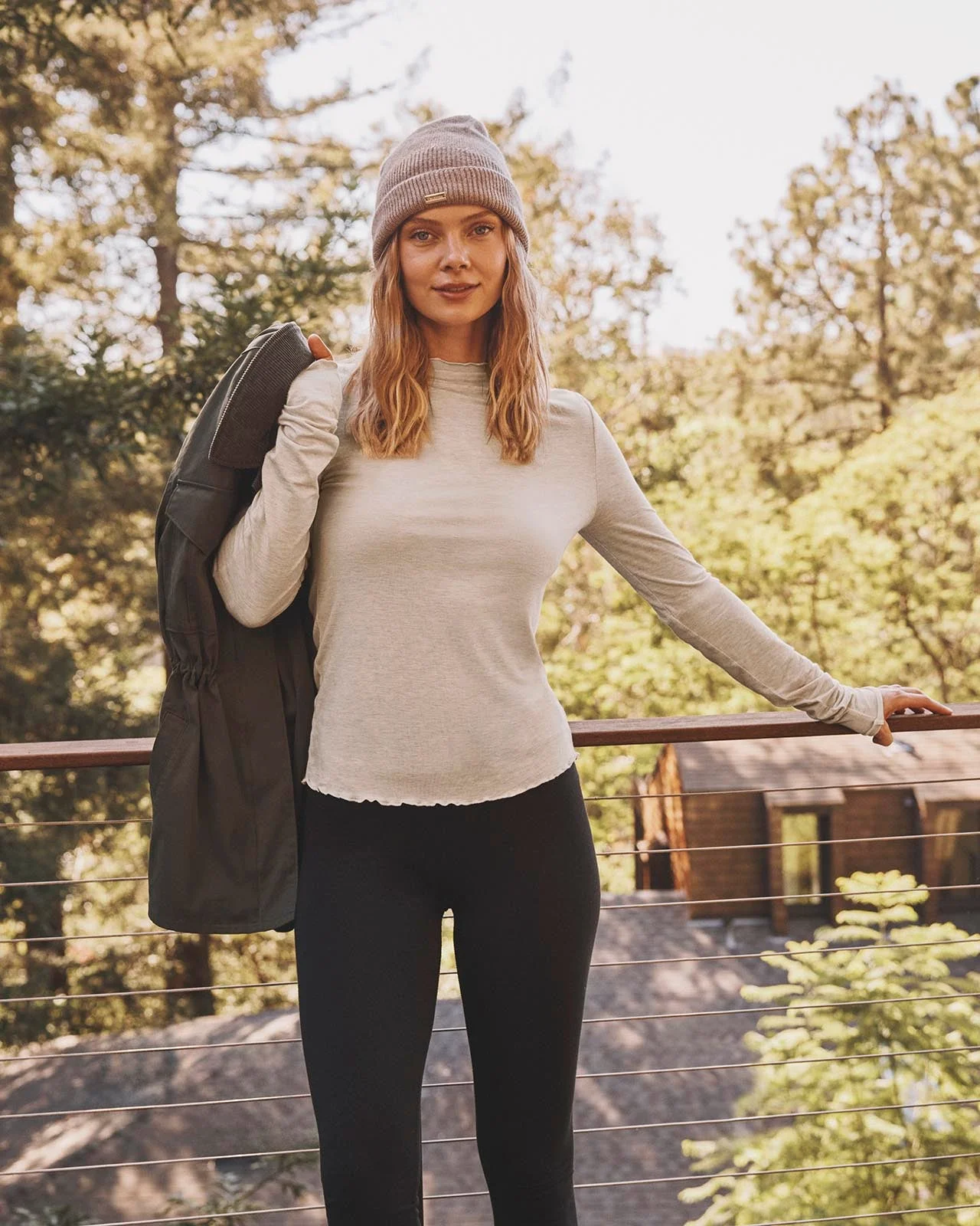 Bamboo Blend Long Sleeve Mockneck Tee - 1