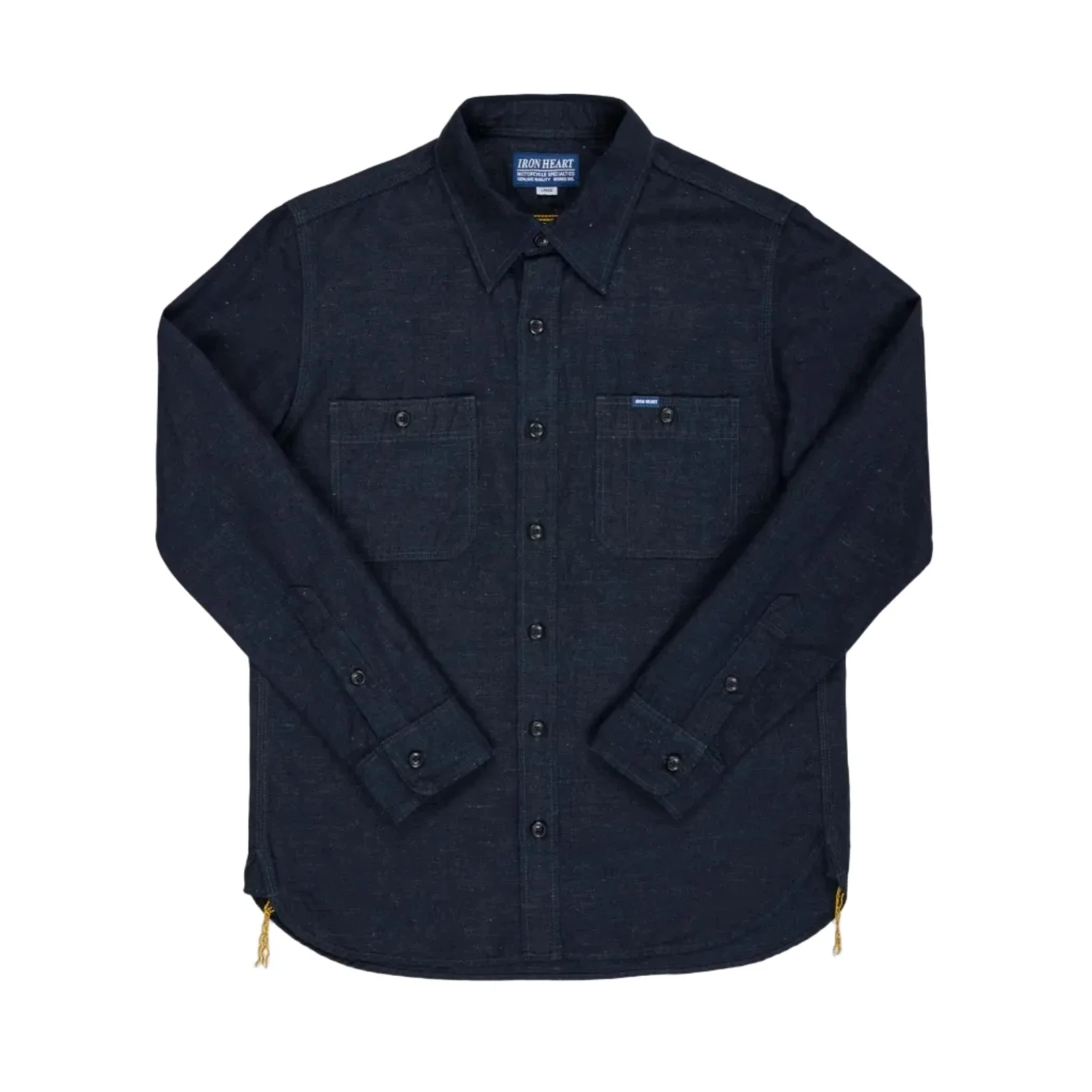 IHSH-443-IND 7oz Cotton Linen Chambray Work Shirt - Indigo - 1