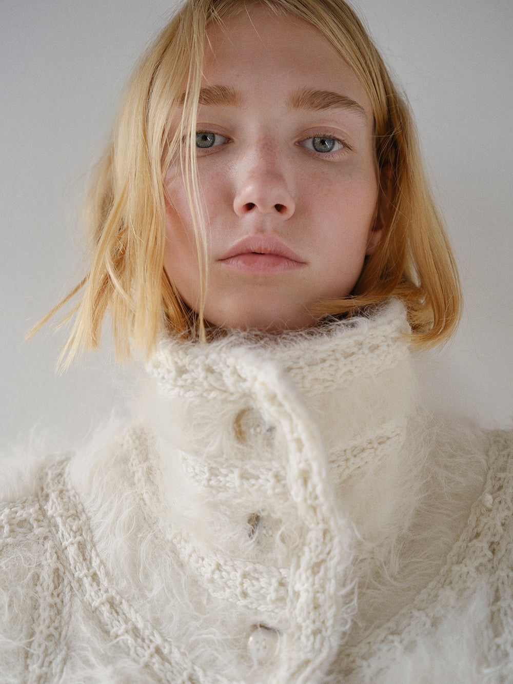 Lofty Crochet Coat in Cream - 3