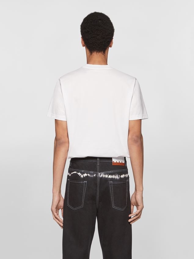 WHITE COTTON JERSEY T-SHIRT - 3