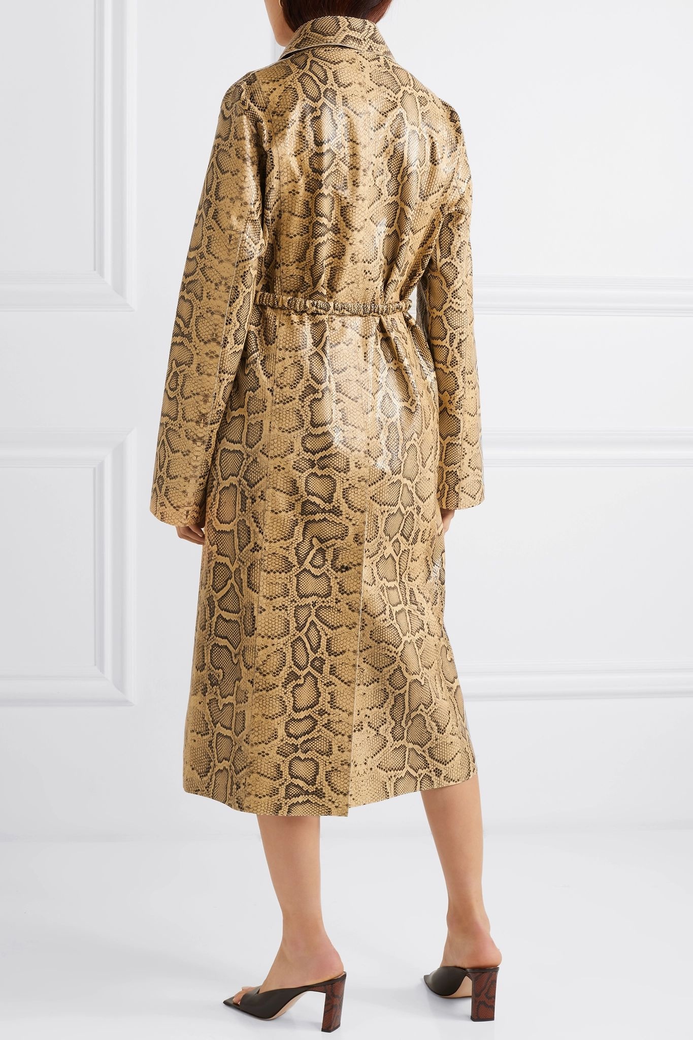 Snake-effect leather trench coat - 4