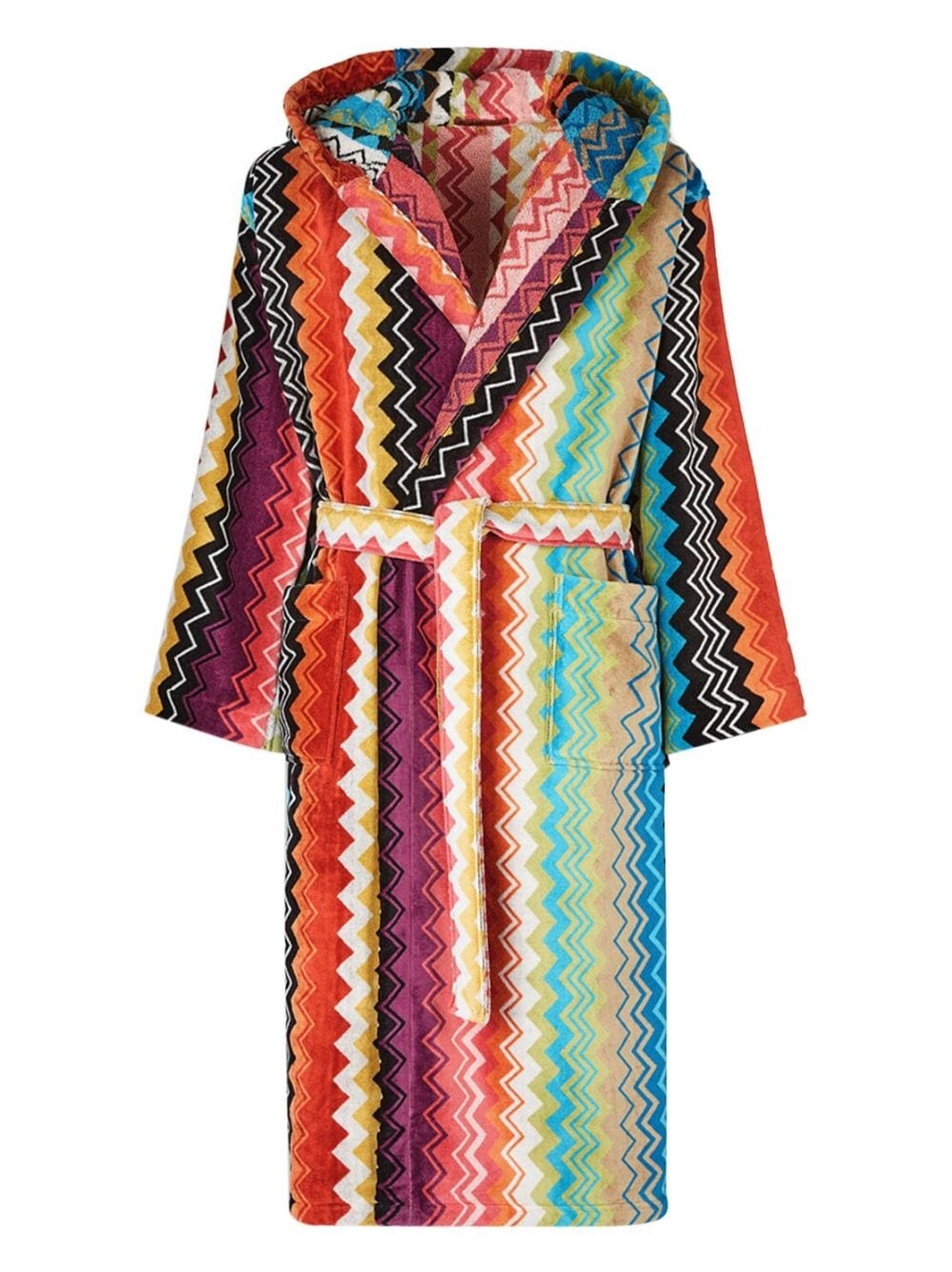 zigzag-woven hooded bath robe - 1