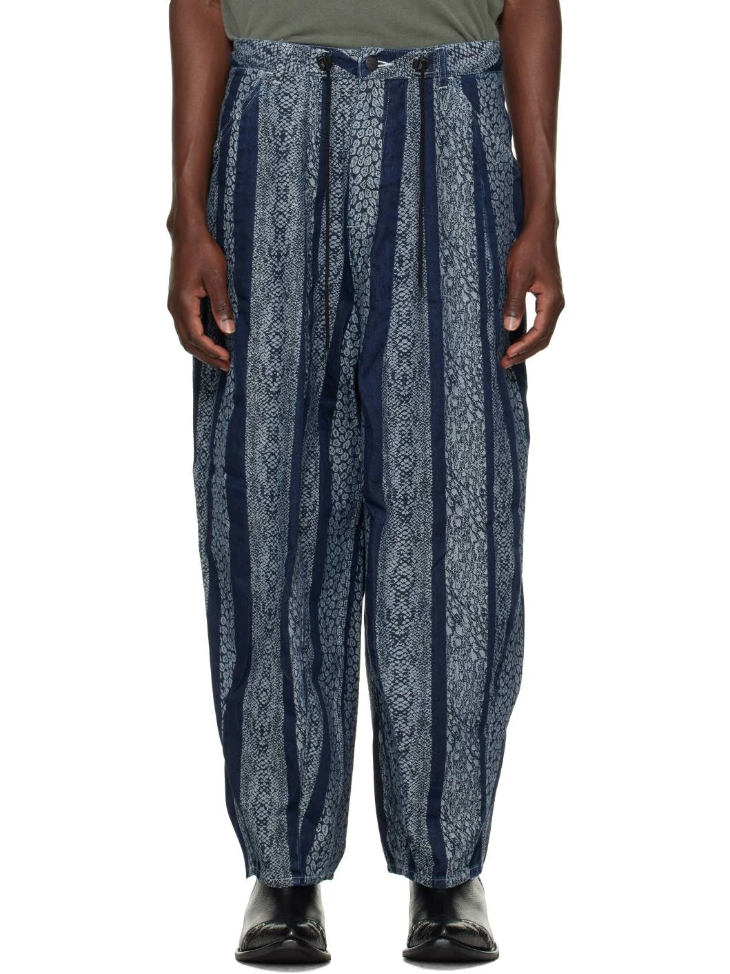 Navy Python Jacquard H.D. Painter Jeans - 1