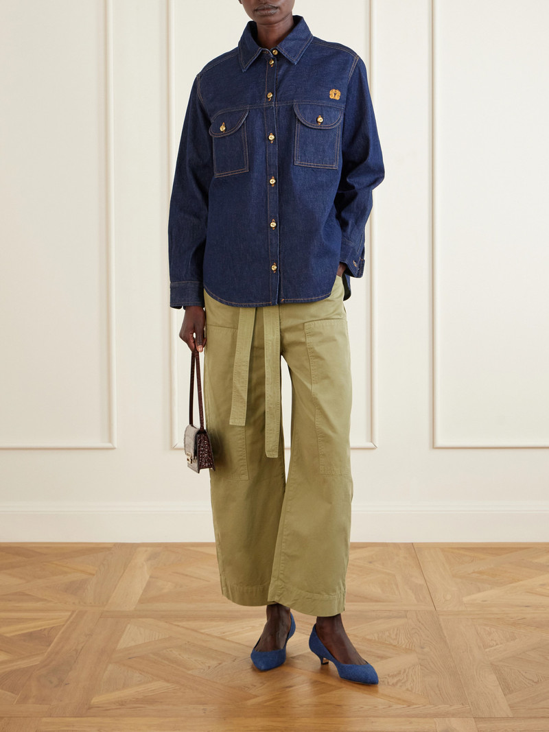 JAMIE HALLER The Karate Cropped Belted Cotton-twill Wide-leg Pants outlook