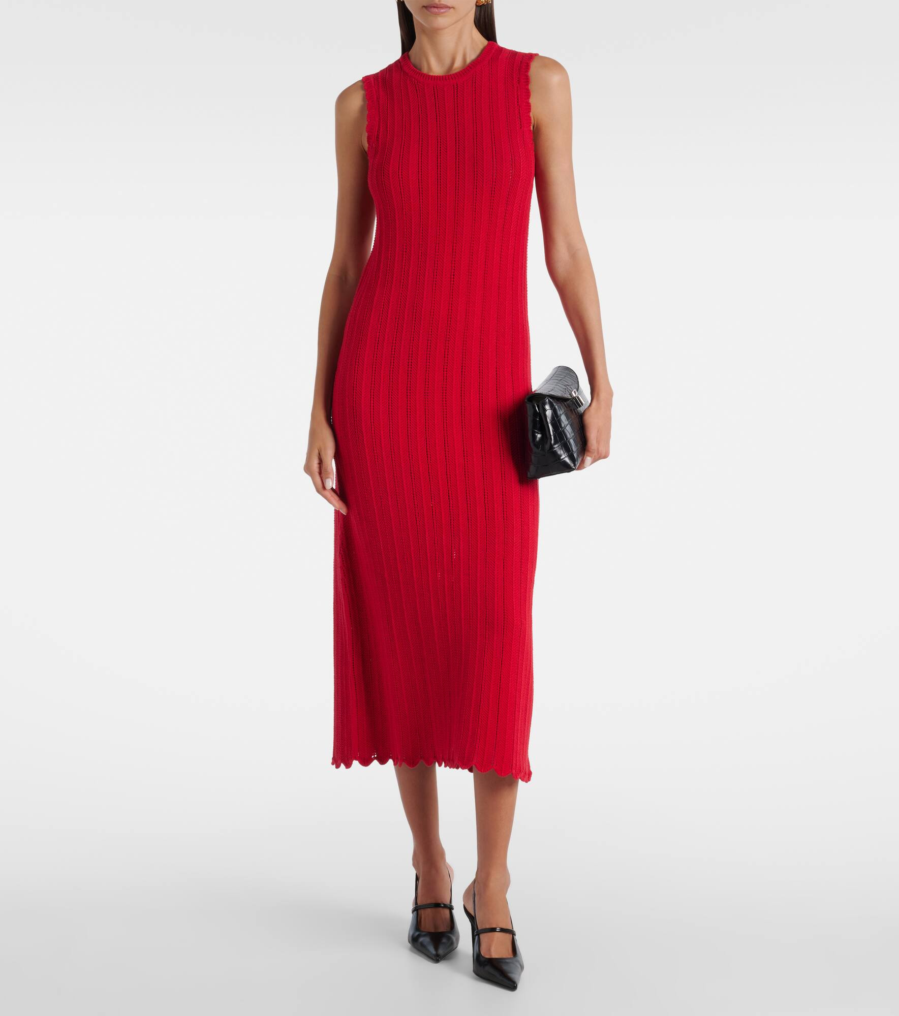 Sissi open-knit cotton midi dress - 2