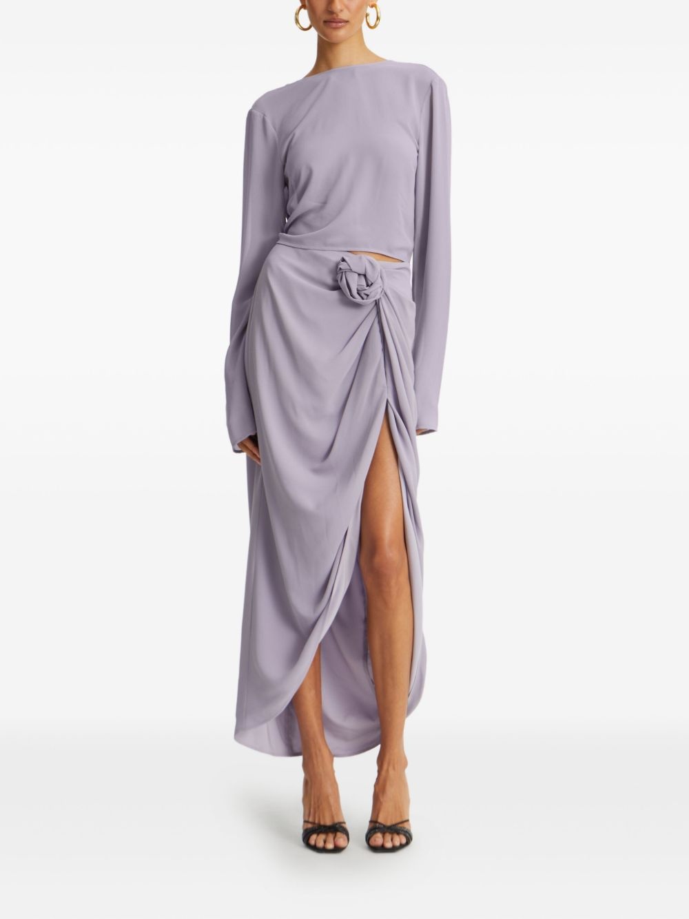 knot-embellished crepe skirt - 2