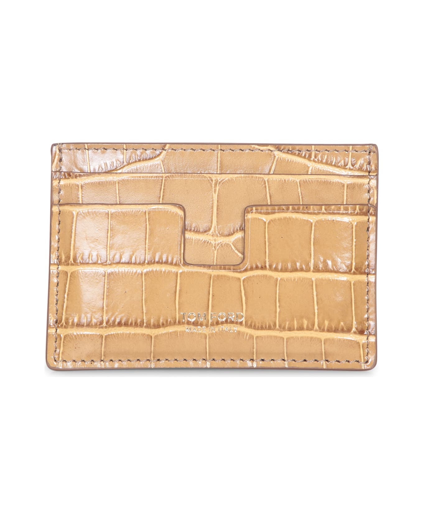 Beige Crocodile Card Holder - 1