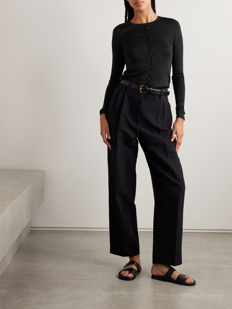The Row Josette silk cardigan Black outlook