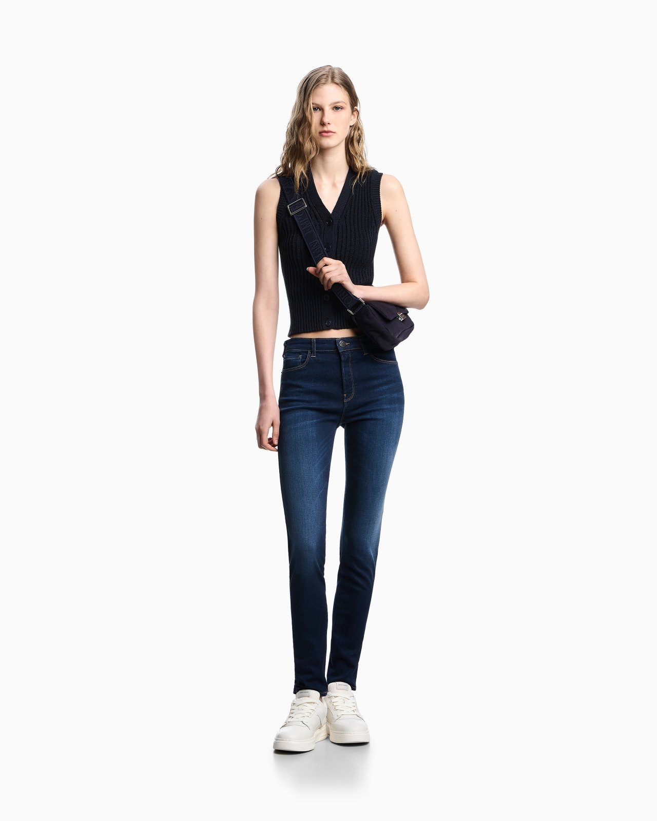 J20 HIGH-WAISTED SUPER-SKINNY LEG JEANS IN STRETCH DENIM WITH LASER-CUT LOGO - 2