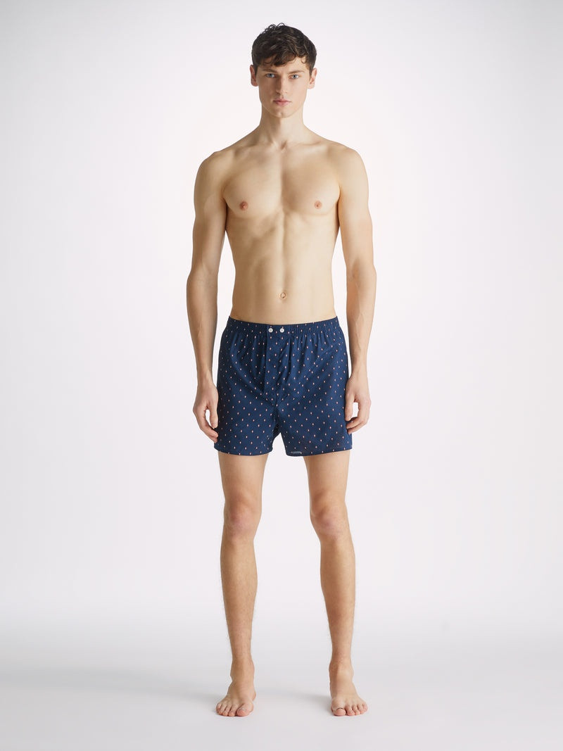 Derek Rose Men's Classic Fit Boxers Nelson 96 Cotton Batiste Navy outlook