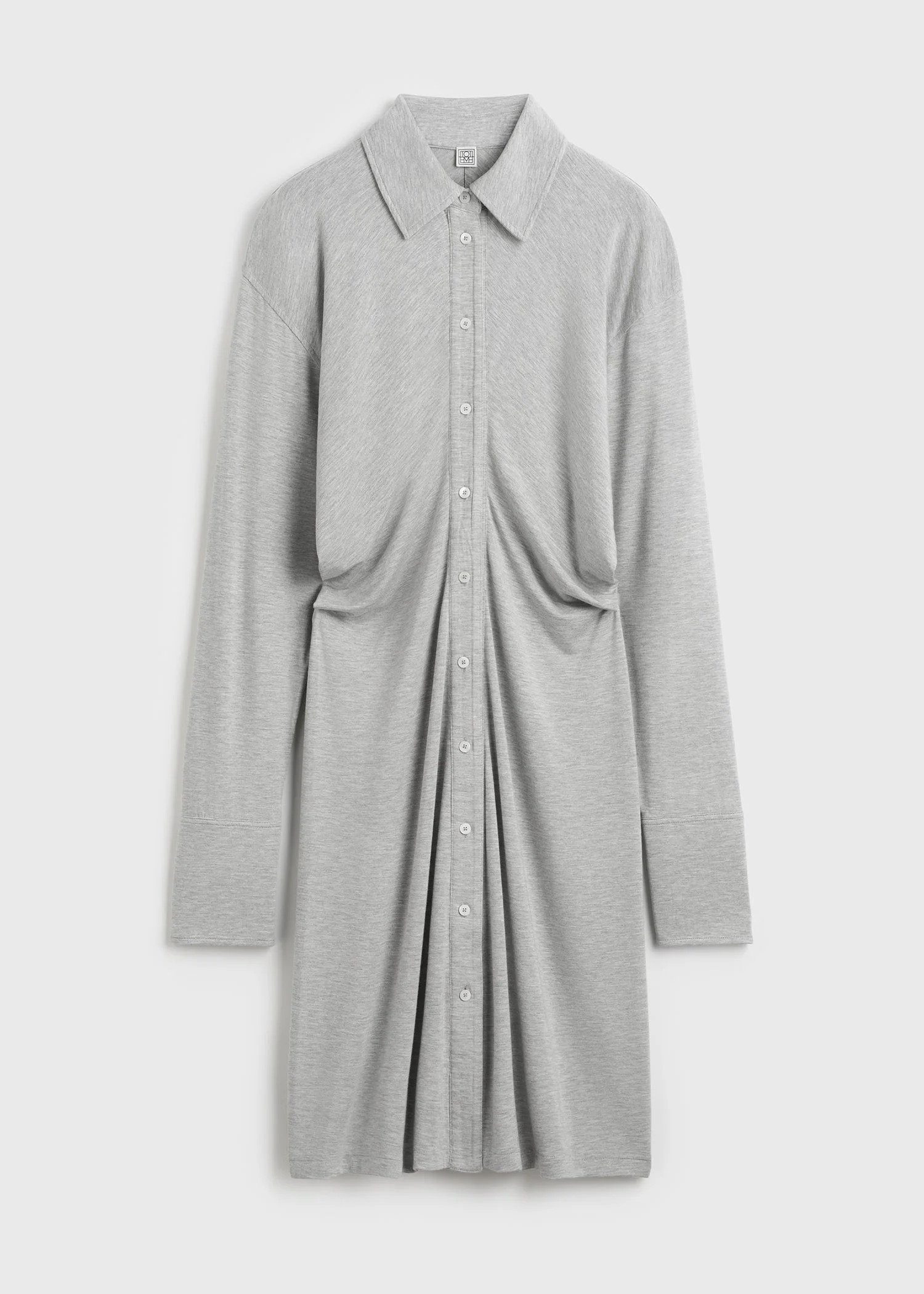 Slouch jersey shirtdress pale grey mélange - 1