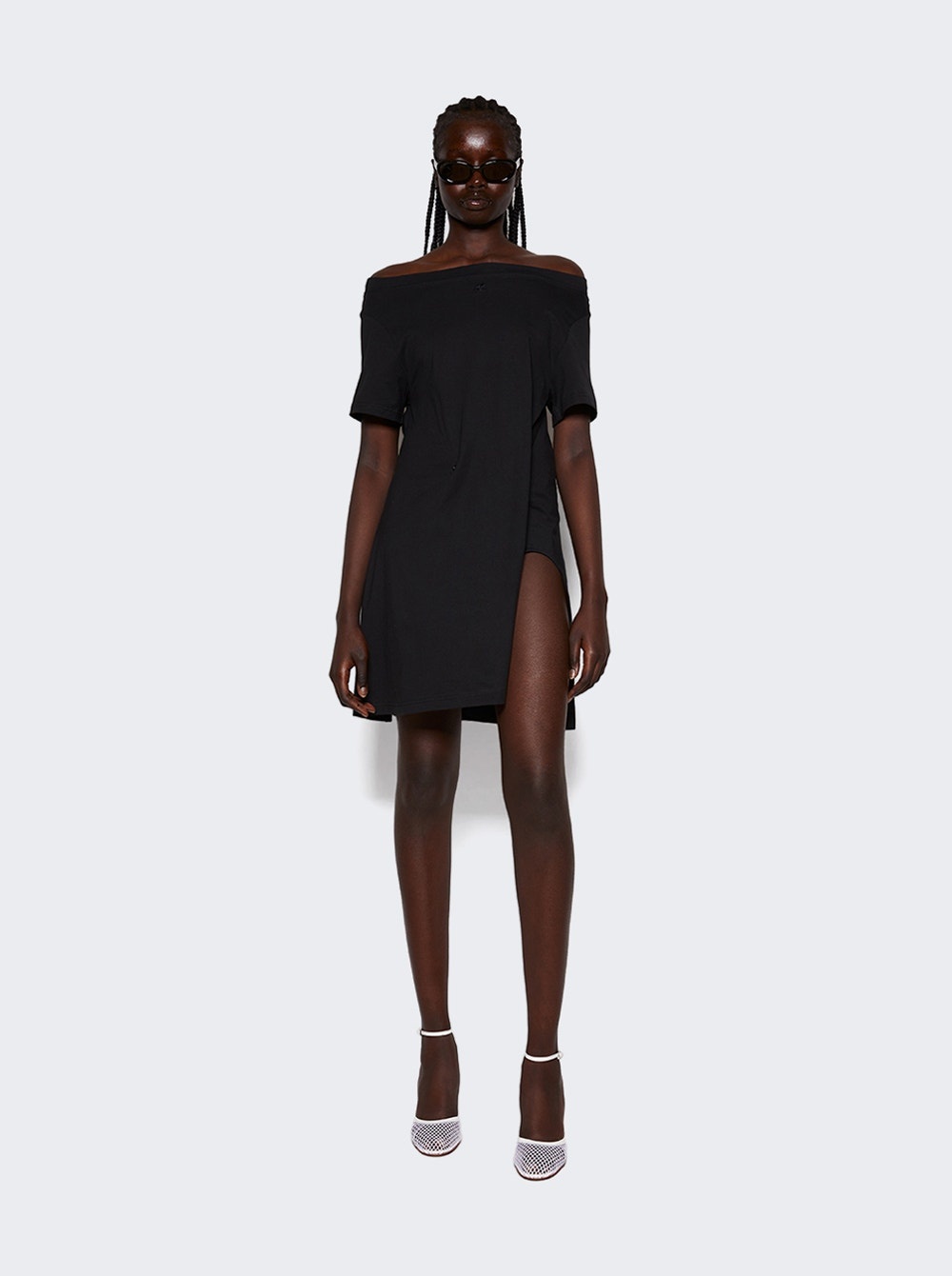 Boat Neck Mini Dress Black - 2