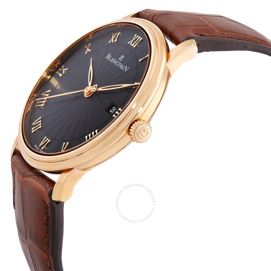 Blancpain Villeret Ultra Slim Black Dial 18kt Rose Gold Leather Men's Watch 6651-3630-55B - 2