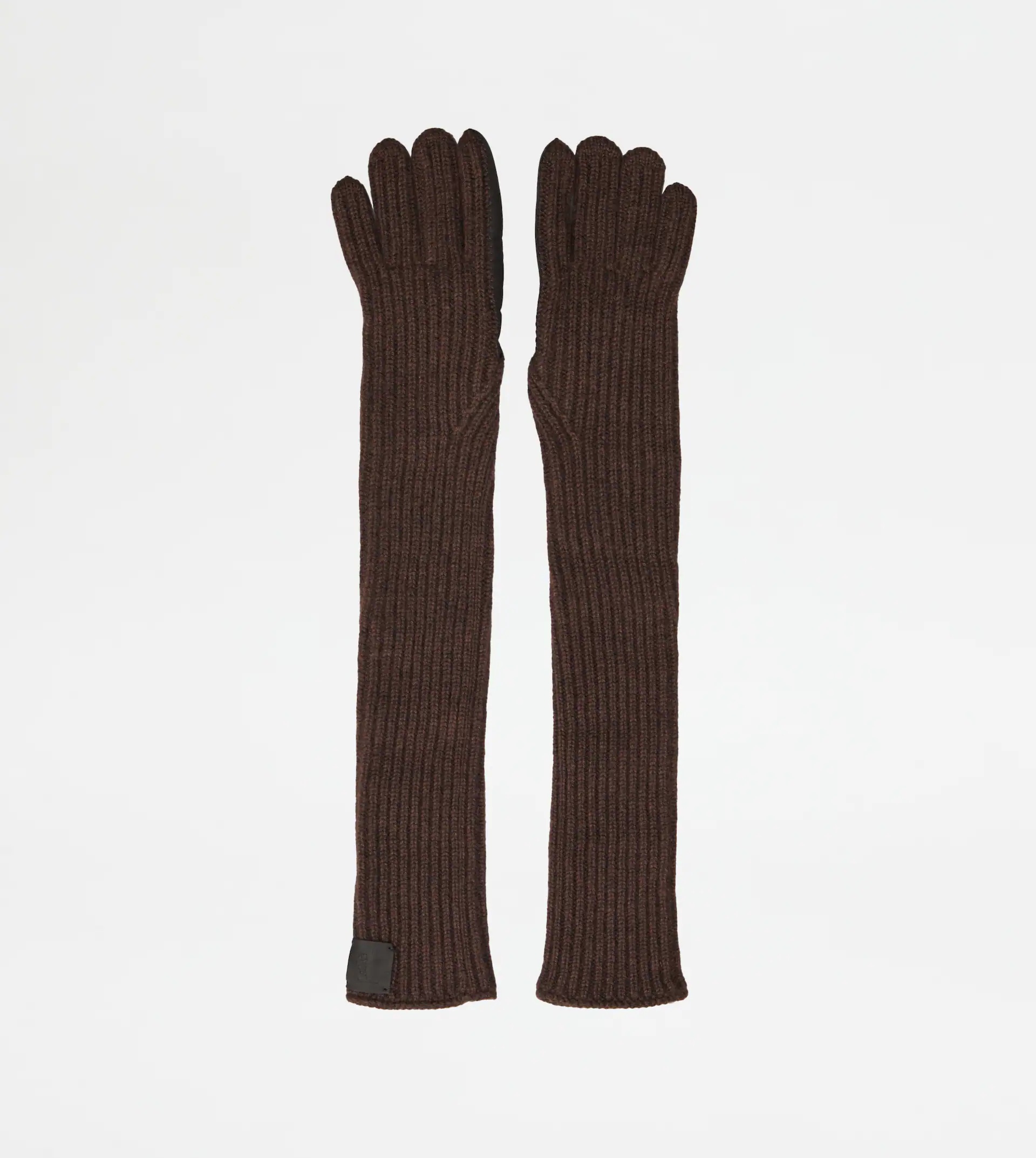 LONG GLOVES IN CASHMERE AND LEATHER - BROWN - 3