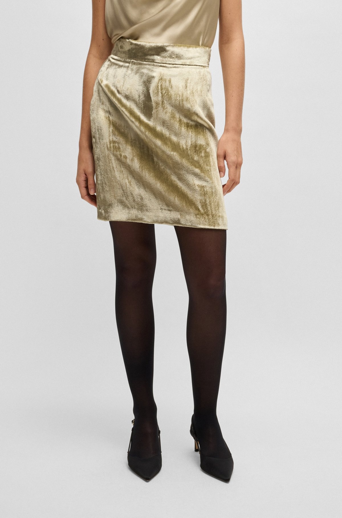 MINI SKIRT IN PLUSH VELVET WITH SMOOTH LINING - 2