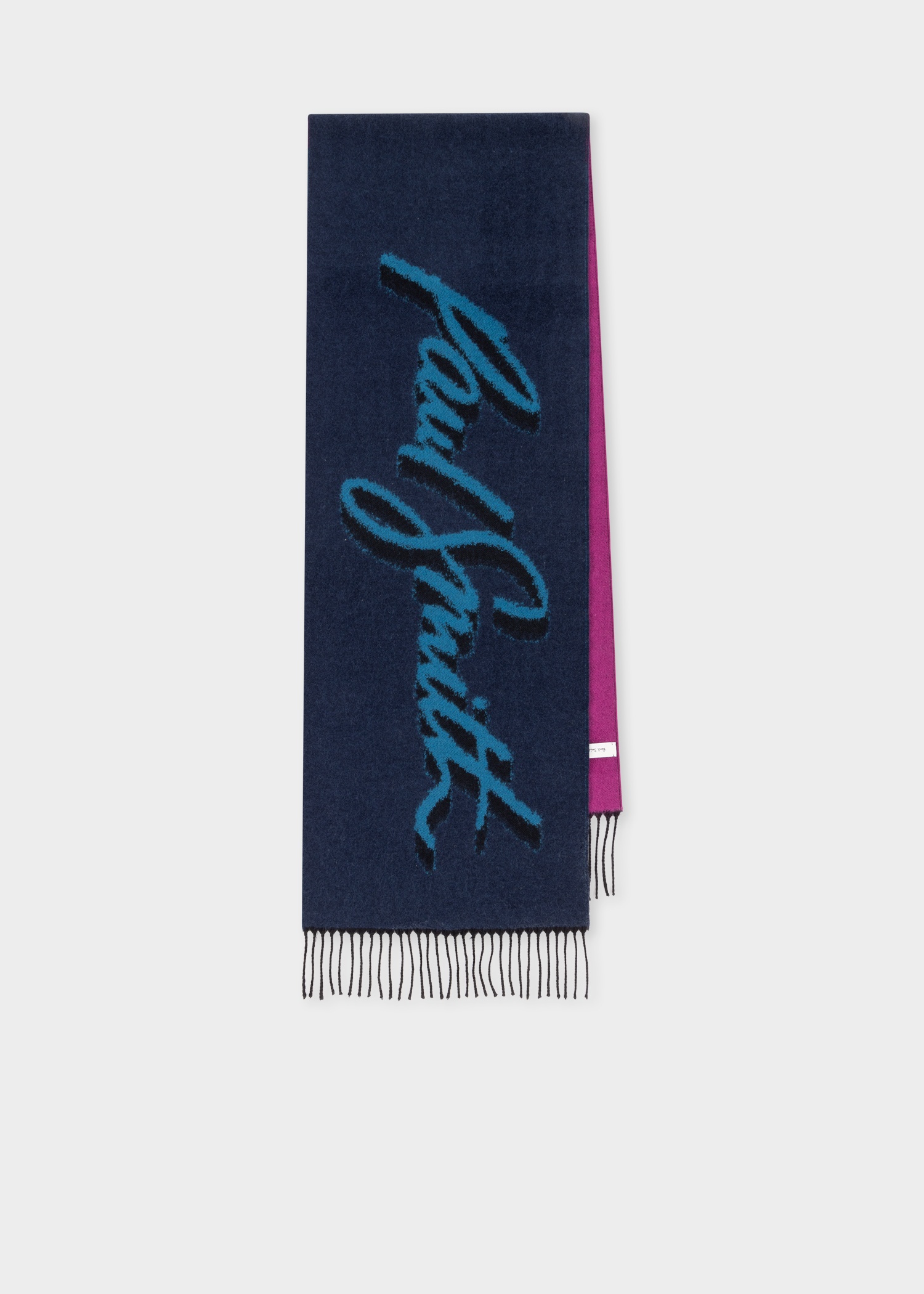 Blue Colour-Block 'Shadow Logo' Jacquard Wool-Blend Scarf - 1