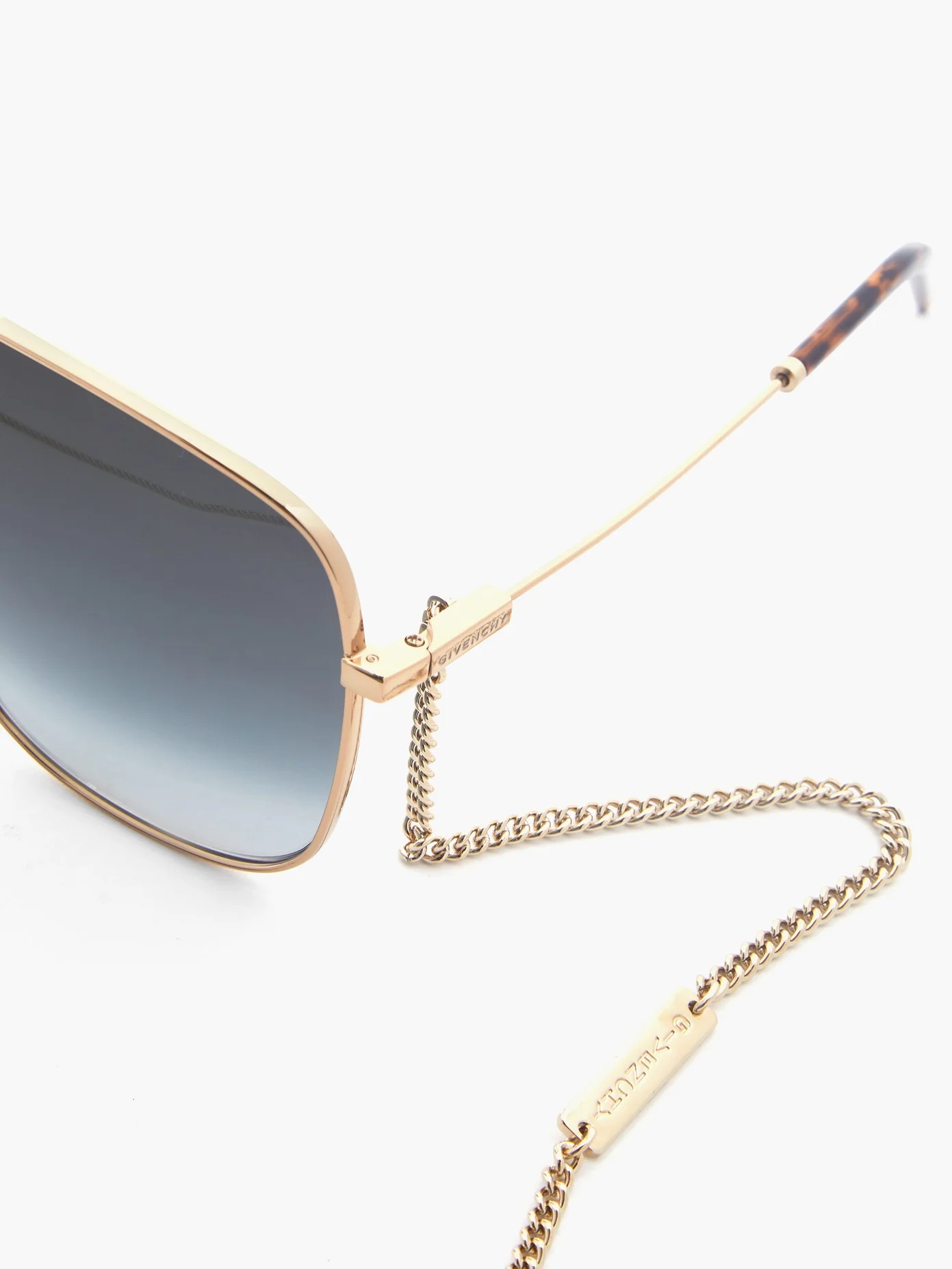 Oversized-square metal sunglasses and chain - 2