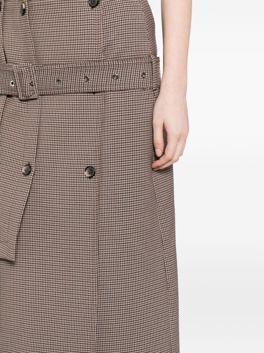 houndstooth belted midi skirt - 5